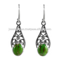 Natural Green Copper Turquoise Gemstone 925 Sterling Silver Earring Jewelry